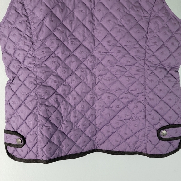 VTG Eddie Bauer Women's DOWN Fill Quilted Vest Sz L Purple Full-Zip Pocket - Picture 8 of 12
